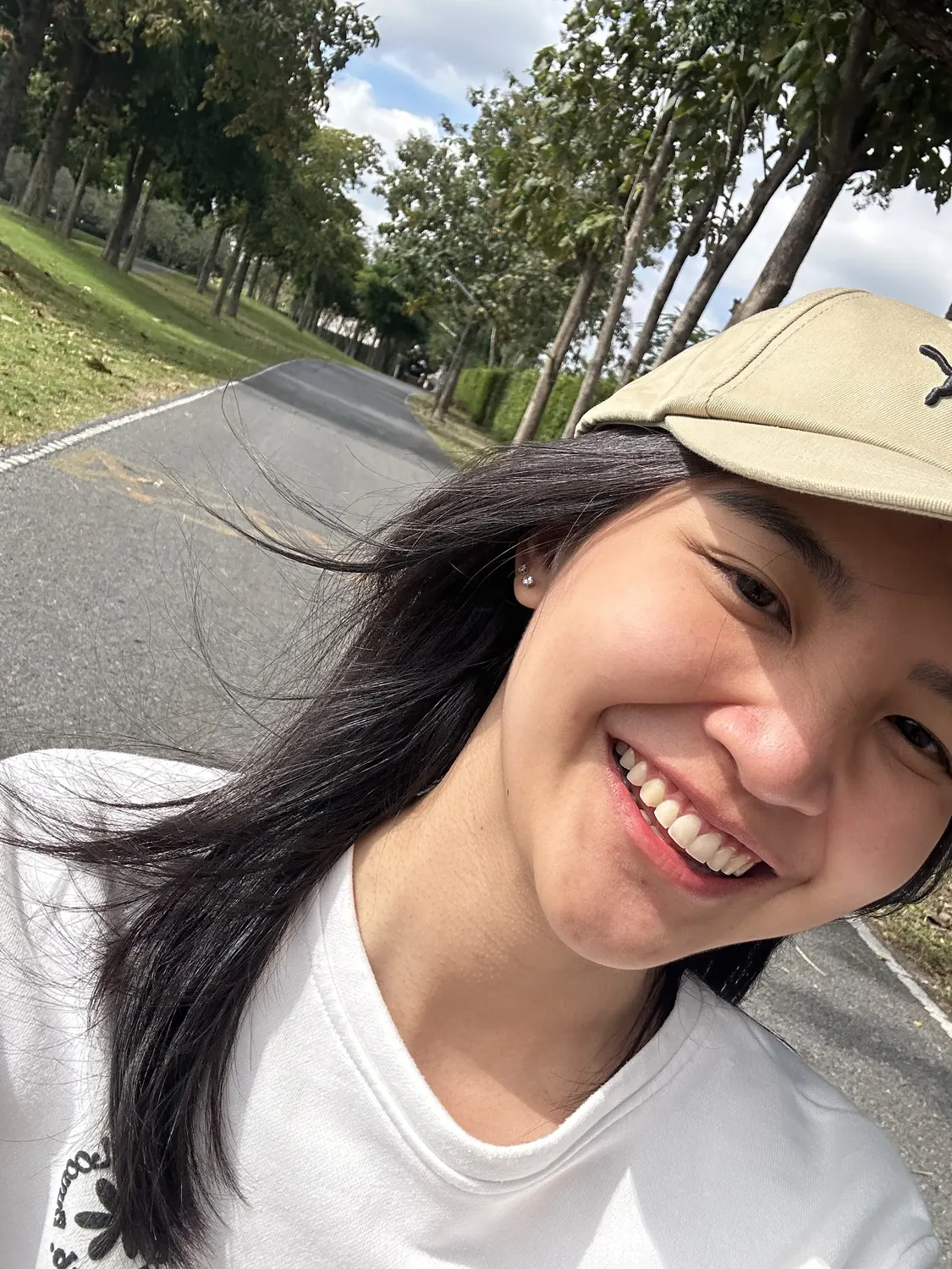 Pataraporn smiling, off duty